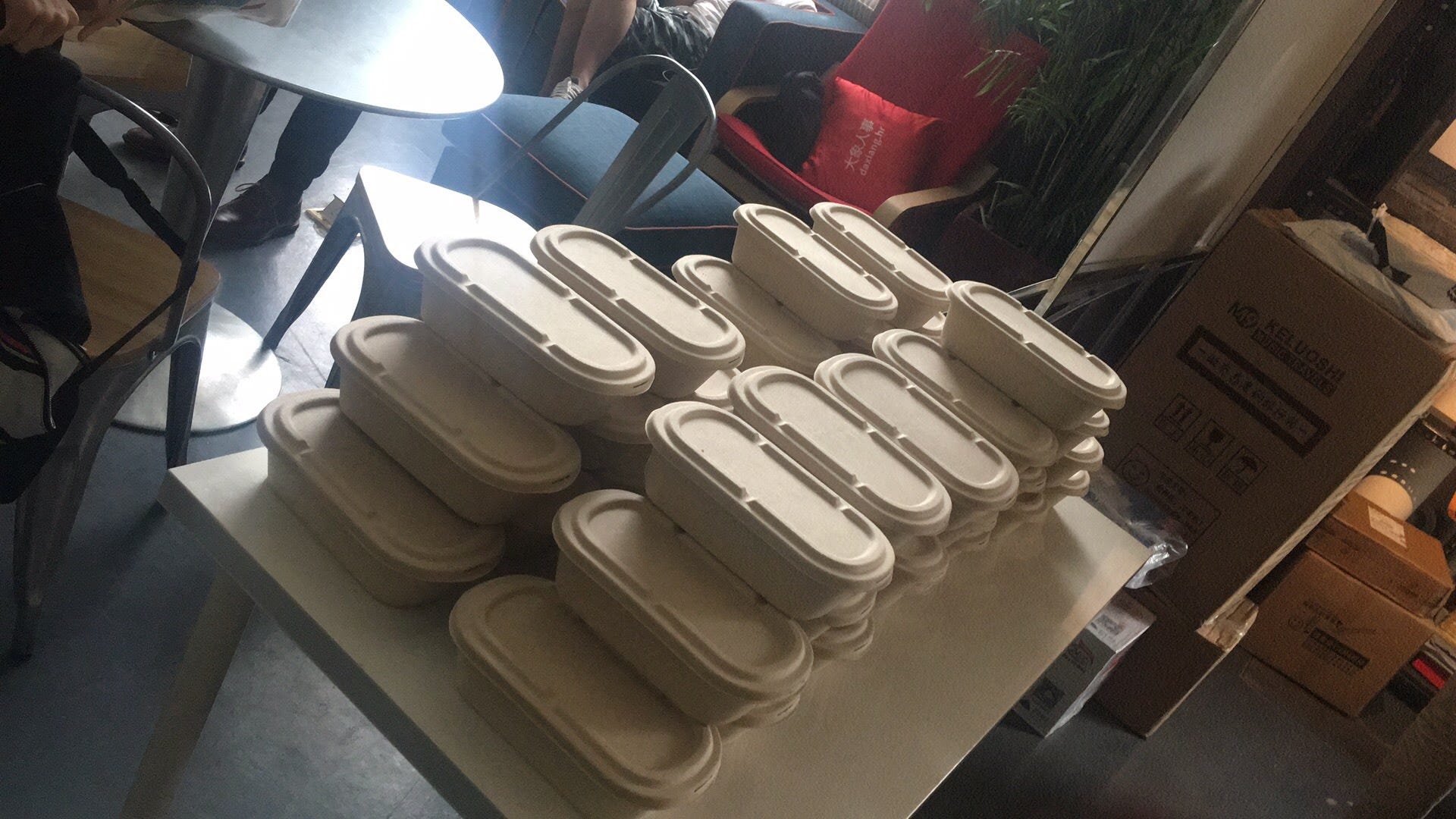 Catered lunch at a startup