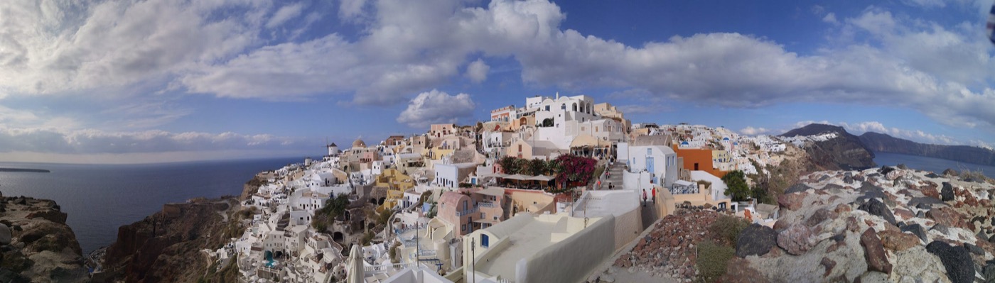 Panorama of Oia. Oia, Santorini, Greece.